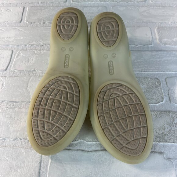 Crocs Flats Sandals Women 10 Jelly Creamy Yellow Slip On Strappy Open Toe Cutout - Picture 10 of 12